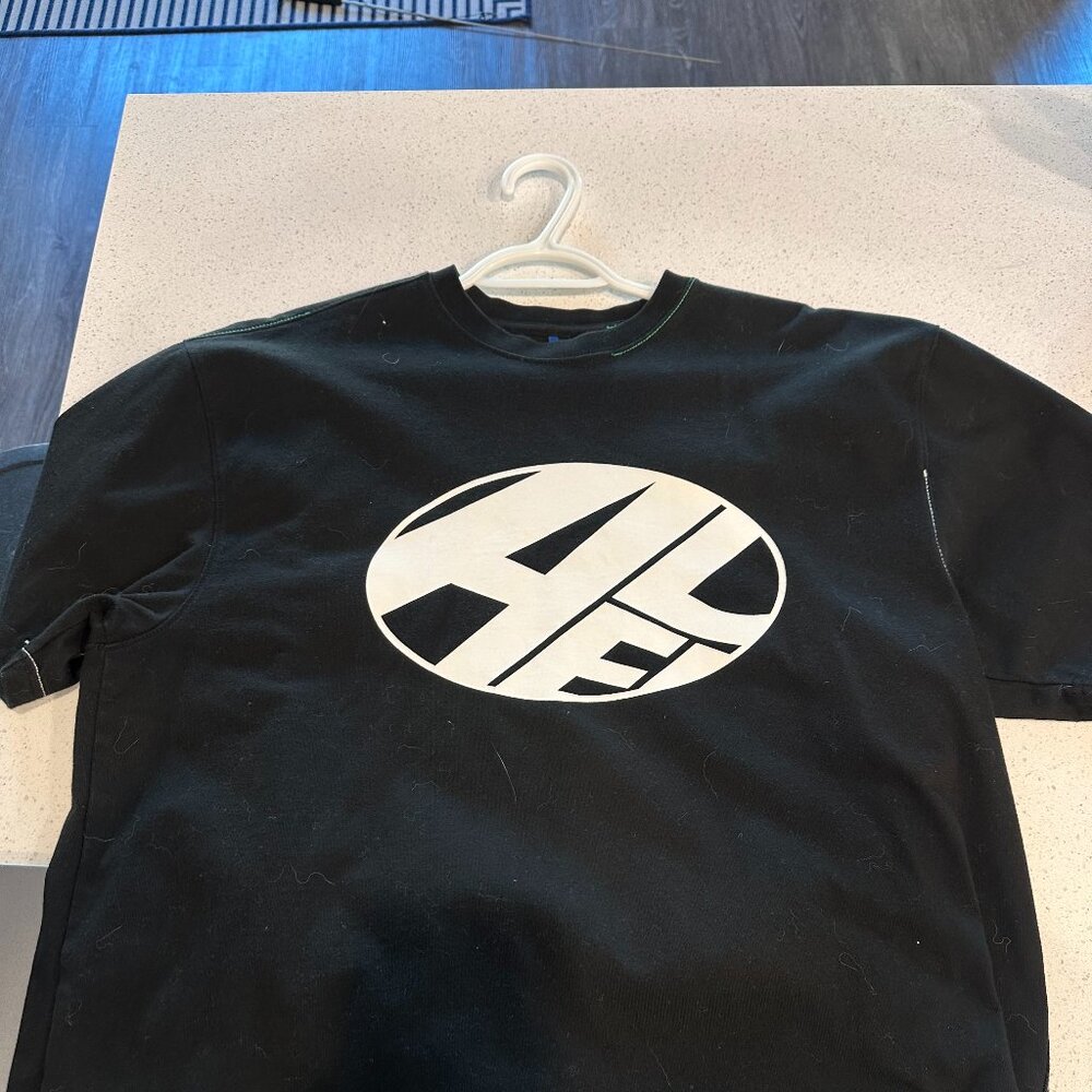 ADER error Ade Logo T-shirt Black White Graphic Contrast Stitch Streetwear [M]
